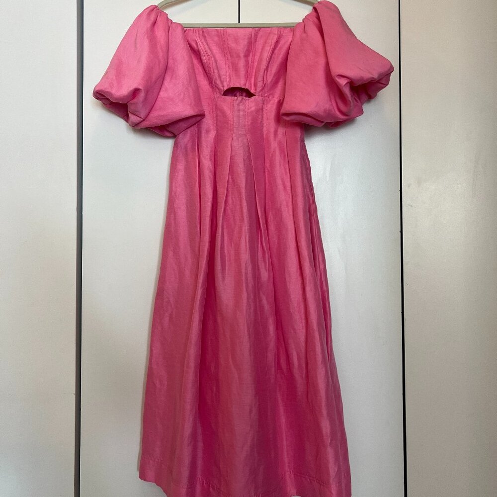 Aje Pink Off Shoulder Midi Dress